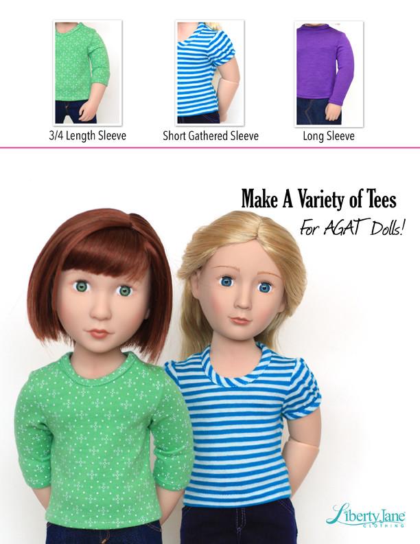 Liberty Jane A Girl For All Time T-Shirt Variations Pattern for AGAT Dolls Pixie Faire