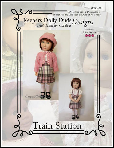 Keepers Dolly Duds Designs A Girl For All Time Train Station Four Piece Outfit Pattern For A Girl For All Time Dolls Pixie Faire