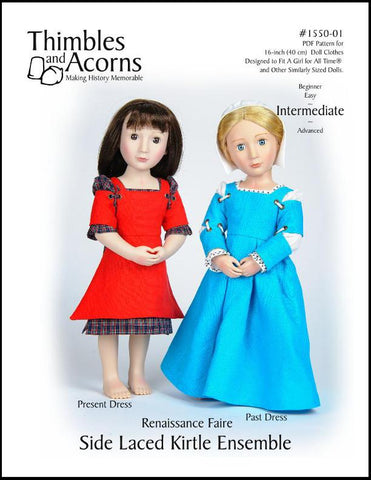 Thimbles and Acorns A Girl For All Time Renaissance Faire Side Laced Kirtle Ensemble for AGAT Dolls Pixie Faire