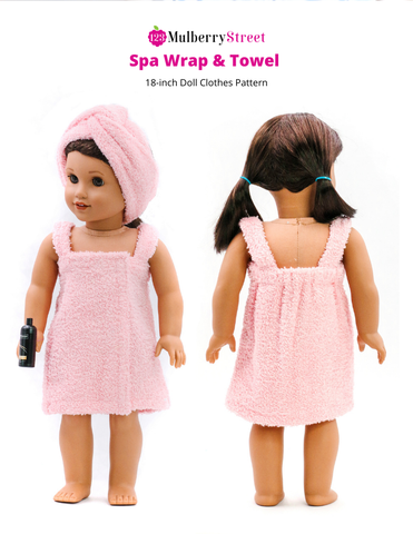 123 Mulberry Street 18 Inch Modern Spa Wrap & Towel 18" Doll Clothes Pattern Pixie Faire