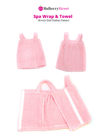 123 Mulberry Street 18 Inch Modern Spa Wrap & Towel 18" Doll Clothes Pattern Pixie Faire