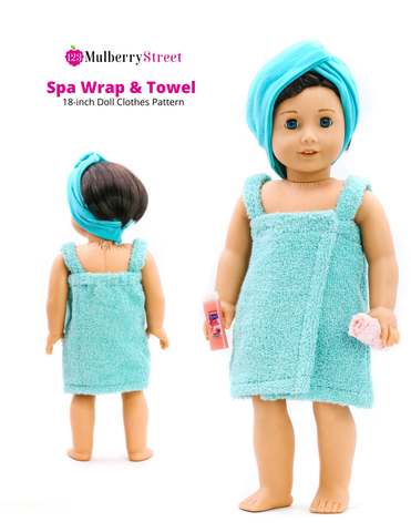 123 Mulberry Street 18 Inch Modern Spa Wrap & Towel 18" Doll Clothes Pattern Pixie Faire