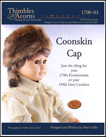 Thimbles and Acorns 18 inch Boy Doll Coonskin Cap 18" Doll Accessories Pixie Faire