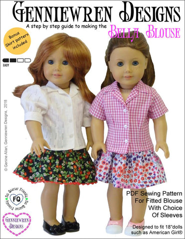 Genniewren 18 Inch Modern Bella Blouse 18" Doll Clothes Pattern Pixie Faire