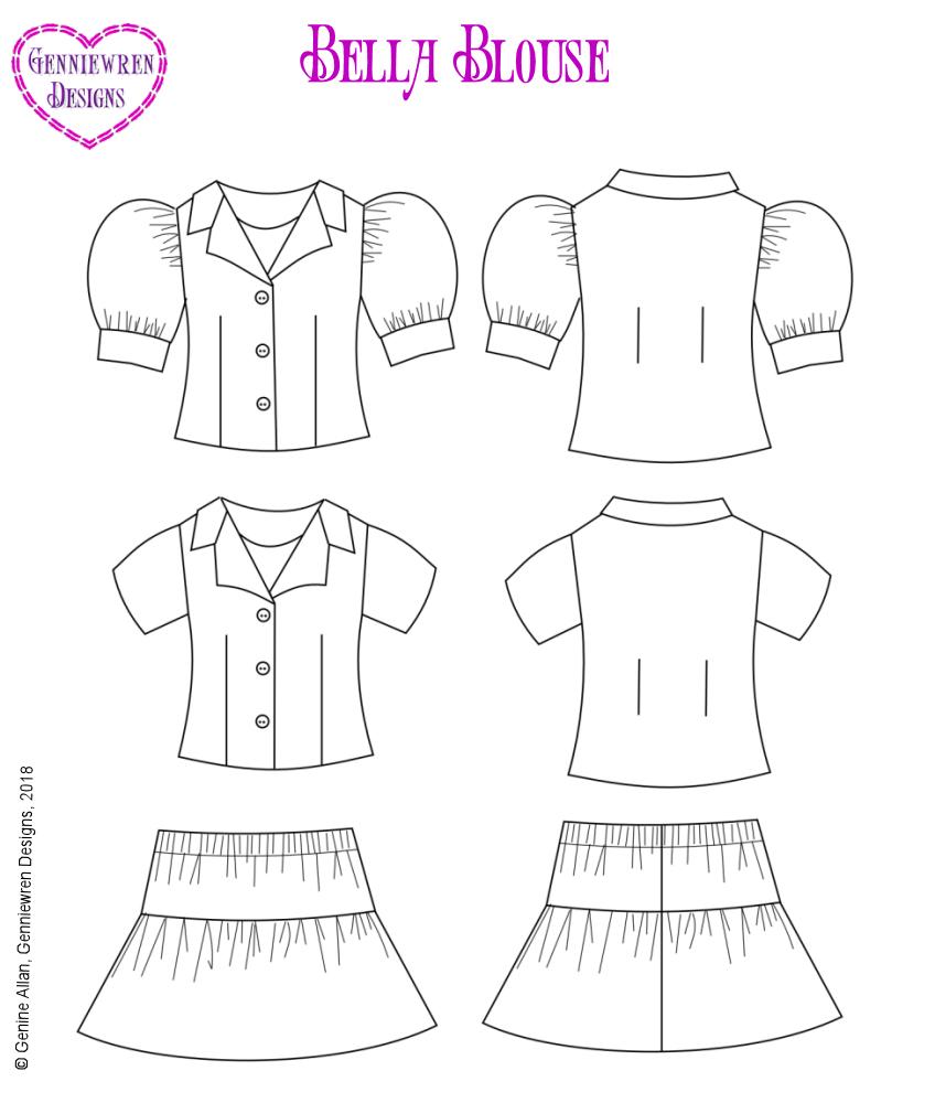 Genniewren 18 Inch Modern Bella Blouse 18" Doll Clothes Pattern Pixie Faire