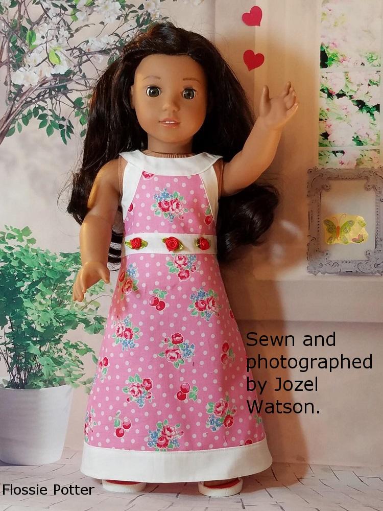 Flossie Potter 18 Inch Historical Garden Gala A-Line Dress 18" Doll Clothes Pattern Pixie Faire