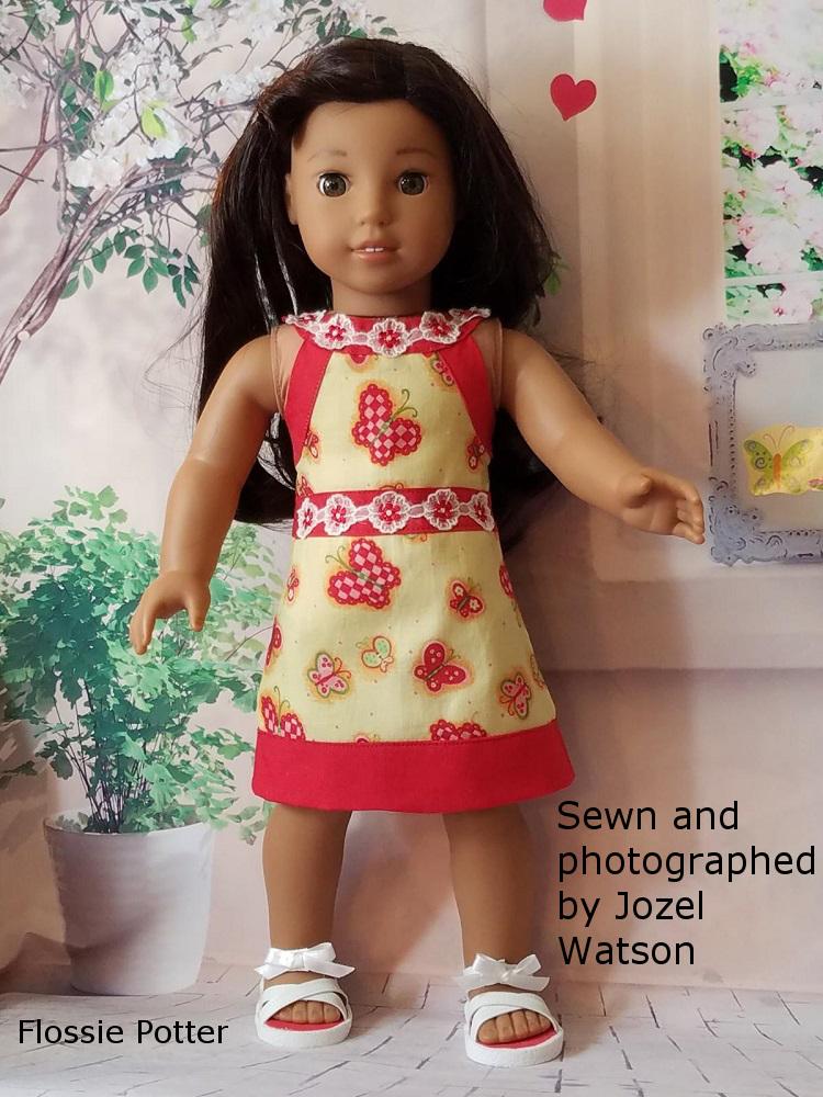 Flossie Potter 18 Inch Historical Garden Gala A-Line Dress 18" Doll Clothes Pattern Pixie Faire