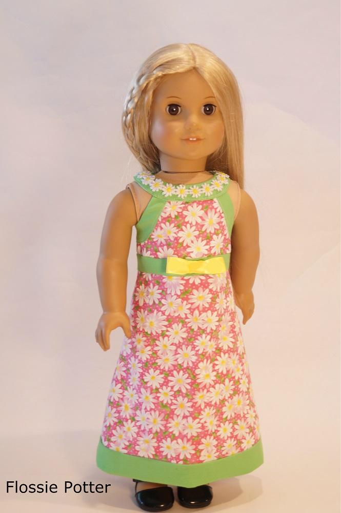 Flossie Potter 18 Inch Historical Garden Gala A-Line Dress 18" Doll Clothes Pattern Pixie Faire