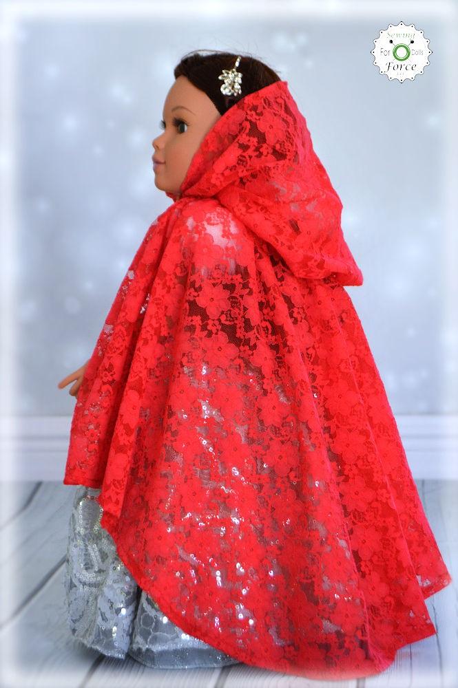 Sewing Force Lace Cape Doll Clothes Pattern 18 inch American Girl Dolls