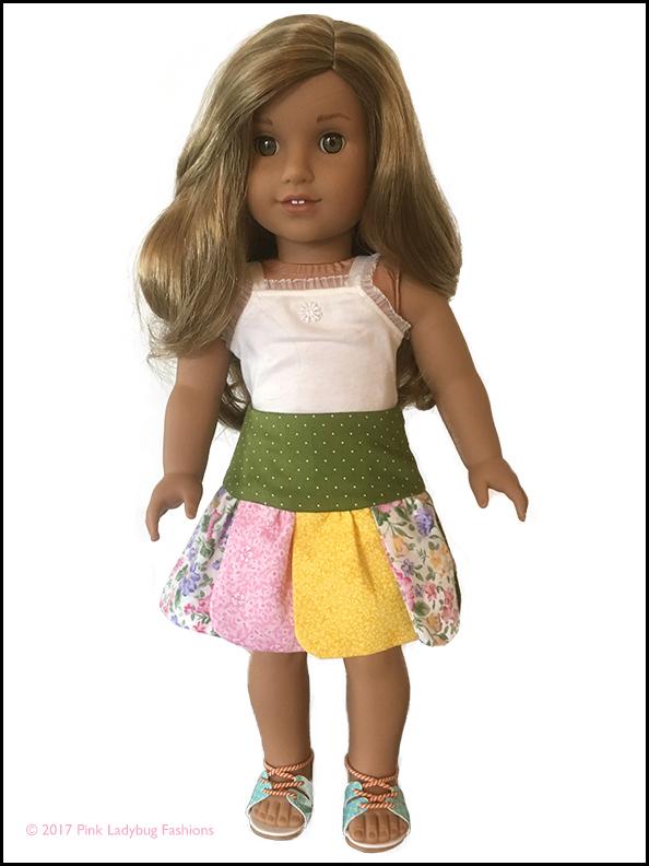 Pink Ladybug 18 Inch Modern Petal Skirt 18" Doll Clothes Pattern Pixie Faire