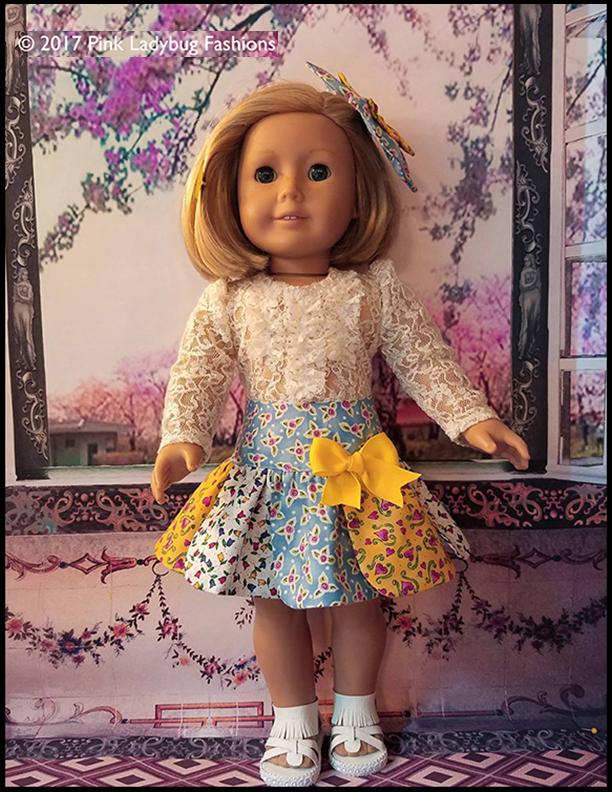 Pink Ladybug 18 Inch Modern Petal Skirt 18" Doll Clothes Pattern Pixie Faire