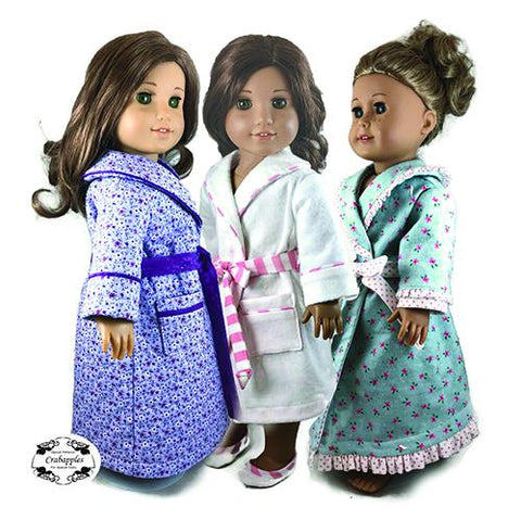 Crabapples 18 Inch Modern Pajama Party Bathrobes 18" Doll Clothes Pattern Pixie Faire