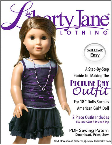 Liberty Jane 18 Inch Modern Picture Day Outfit 18" Doll Clothes Pattern Pixie Faire