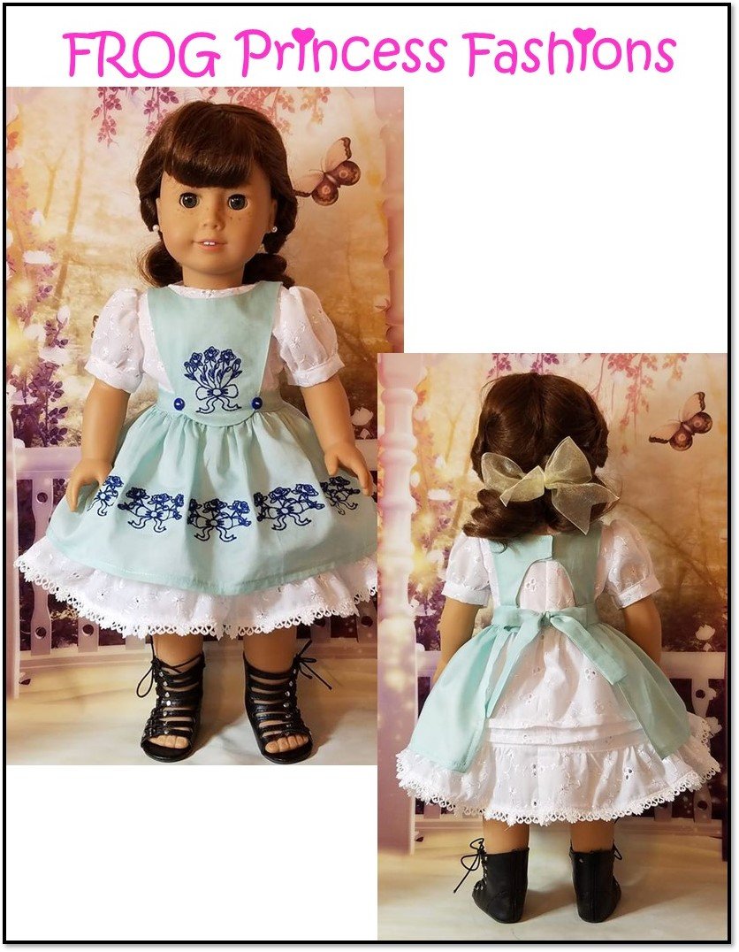 Frog Princess Fashions Machine Embroidery Design Precious Pinafores Machine Embroidery Design Set For 18" Doll Clothes Pixie Faire