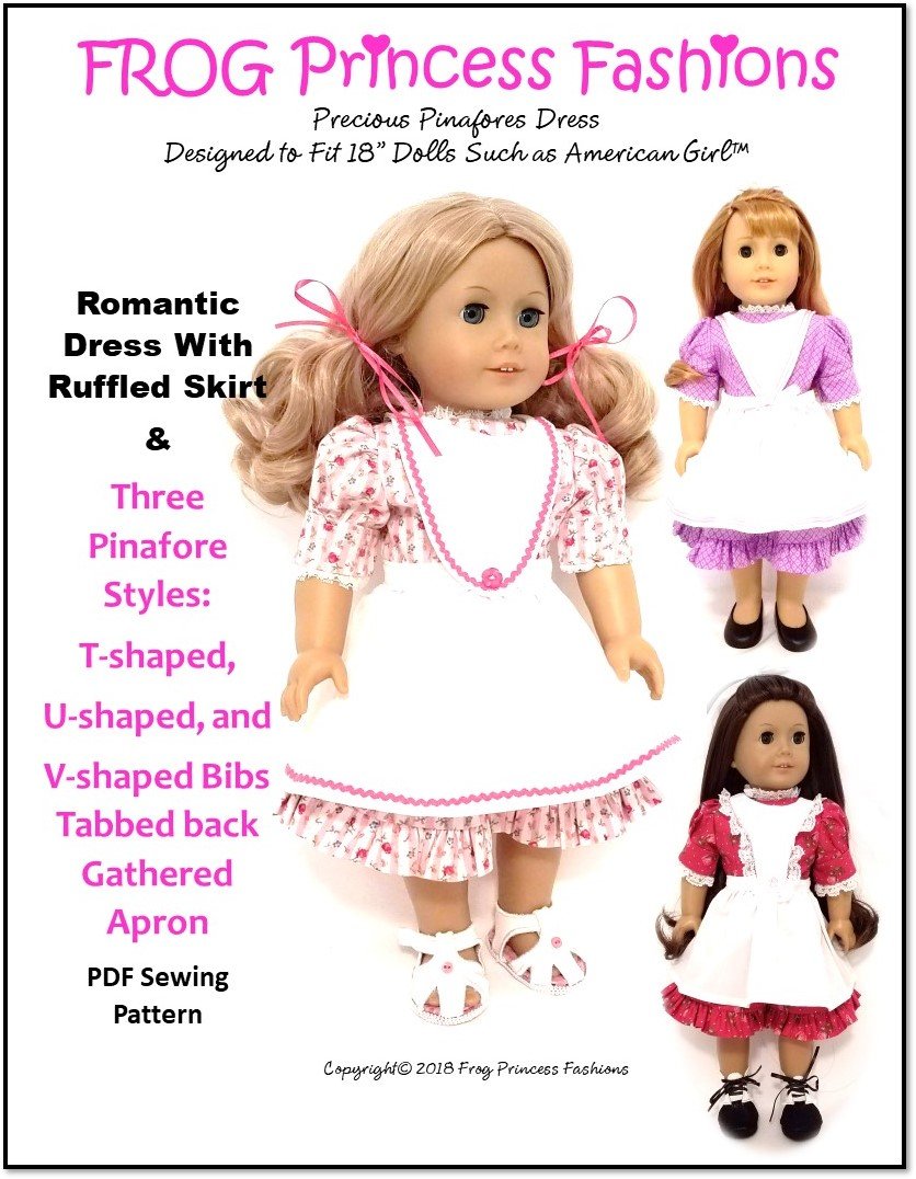 Frog Princess Fashions 18 Inch Modern Precious Pinafores Dress 18" Doll Clothes Pattern Pixie Faire