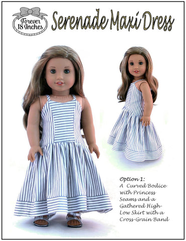 Forever 18 Inches 18 Inch Modern Serenade Maxi Dress 18" Doll Clothes Pattern Pixie Faire