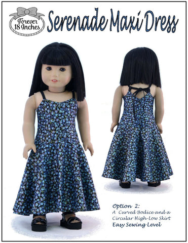 Forever 18 Inches 18 Inch Modern Serenade Maxi Dress 18" Doll Clothes Pattern Pixie Faire