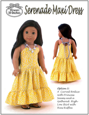 Forever 18 Inches 18 Inch Modern Serenade Maxi Dress 18" Doll Clothes Pattern Pixie Faire