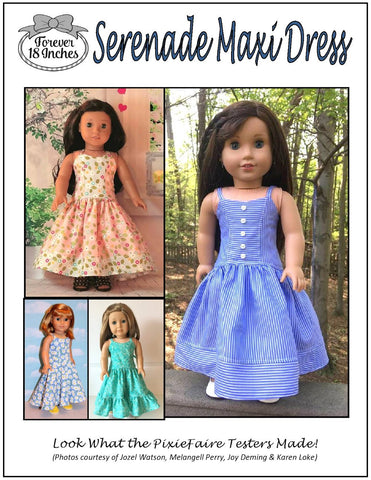 Forever 18 Inches 18 Inch Modern Serenade Maxi Dress 18" Doll Clothes Pattern Pixie Faire