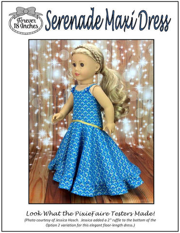 Forever 18 Inches 18 Inch Modern Serenade Maxi Dress 18" Doll Clothes Pattern Pixie Faire