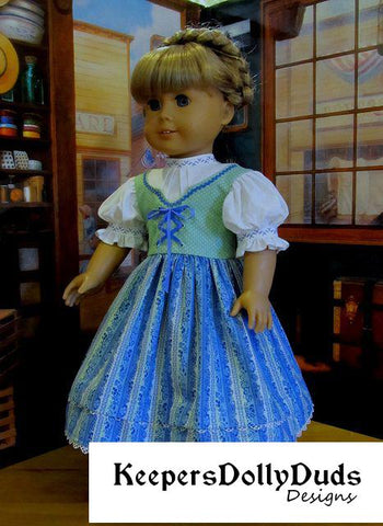 Keepers Dolly Duds Designs 18 Inch Historical Spring Dirndl 18" Doll Clothes Pattern Pixie Faire