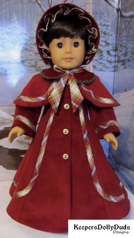 Keepers Dolly Duds Designs 18 Inch Historical Victorian Caroler's Coat and Bonnet 18" Doll Clothes Pattern Pixie Faire