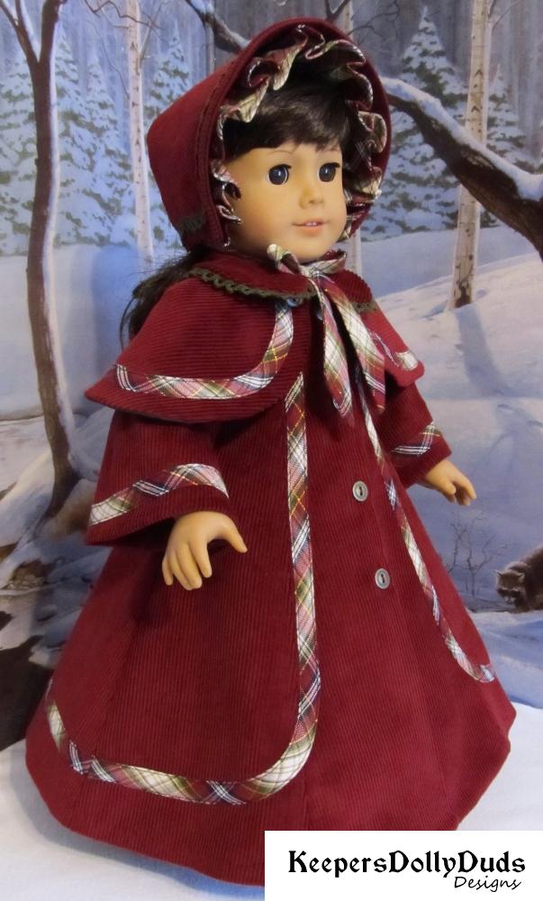 Keepers Dolly Duds Designs 18 Inch Historical Victorian Caroler's Coat and Bonnet 18" Doll Clothes Pattern Pixie Faire