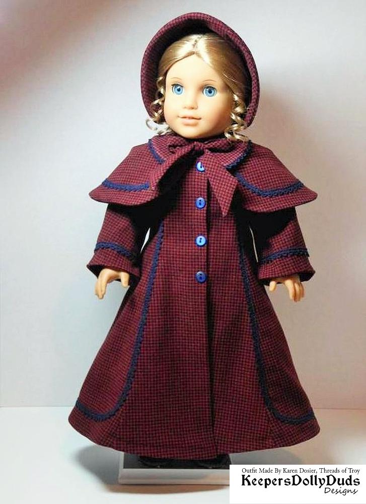 Keepers Dolly Duds Designs 18 Inch Historical Victorian Caroler's Coat and Bonnet 18" Doll Clothes Pattern Pixie Faire