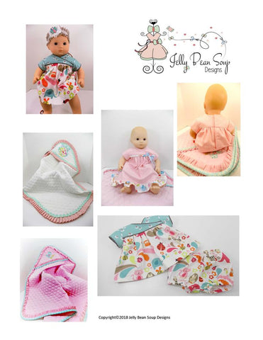 Jelly Bean Soup Designs Bitty Baby/Twin A Dress For Baby Kendall 15" Baby Doll Clothes Pattern Pixie Faire