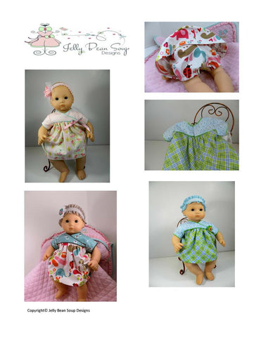 Jelly Bean Soup Designs Bitty Baby/Twin A Dress For Baby Kendall 15" Baby Doll Clothes Pattern Pixie Faire