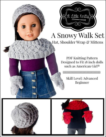 A Little Knitty Knitting A Snowy Walk 18" Doll Knitting Pattern Pixie Faire
