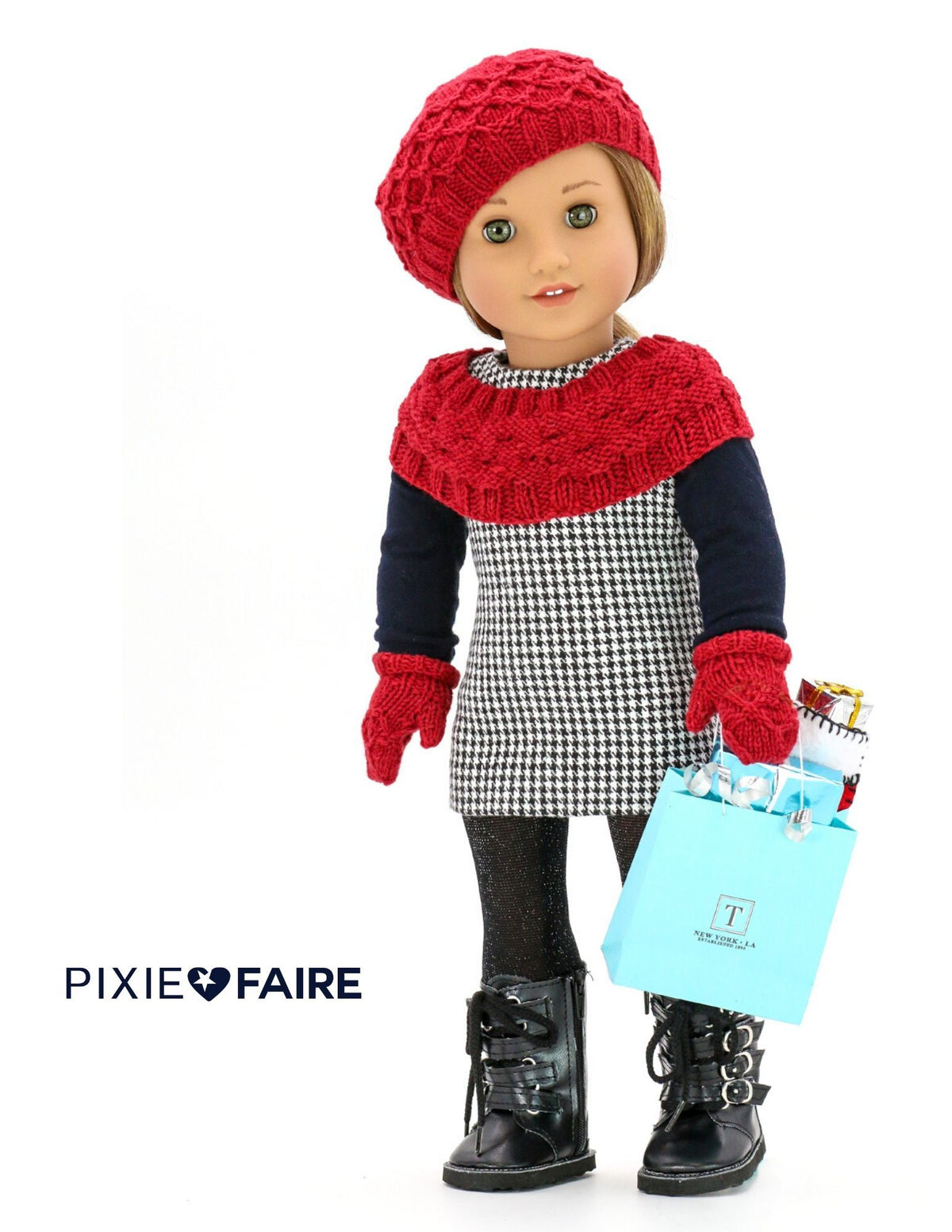 A Little Knitty Knitting A Snowy Walk 18" Doll Knitting Pattern Pixie Faire