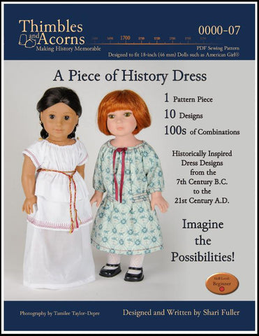 Thimbles and Acorns 18 Inch Historical A Piece of History Dress 18" Doll Clothes Pattern Pixie Faire