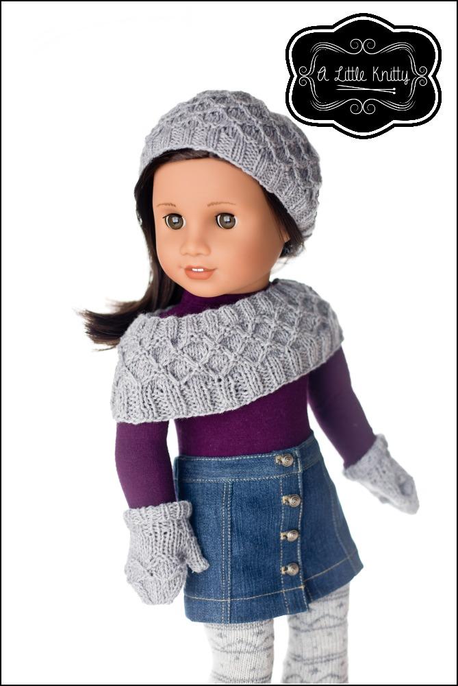 A Little Knitty Knitting A Snowy Walk 18" Doll Knitting Pattern Pixie Faire