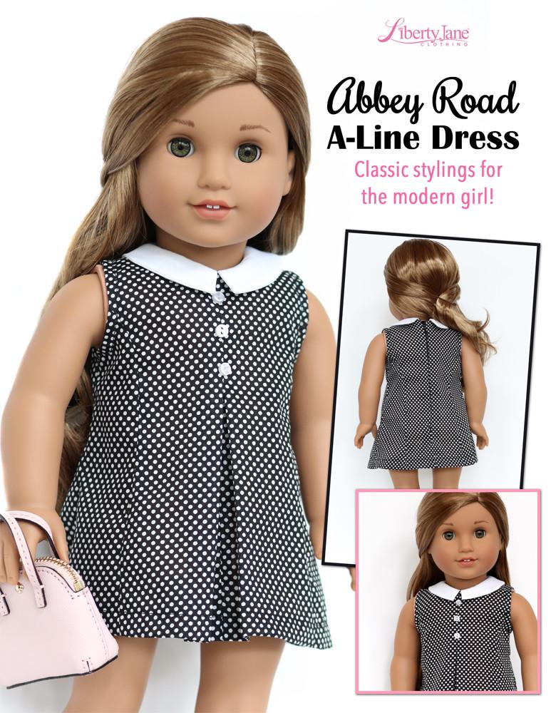 Liberty Jane 18 Inch Modern Abbey Road A-Line Dress 18” Doll Clothes Pattern Pixie Faire