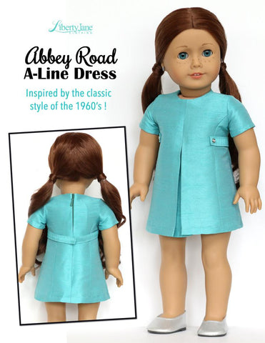 Liberty Jane 18 Inch Modern Abbey Road A-Line Dress 18” Doll Clothes Pattern Pixie Faire