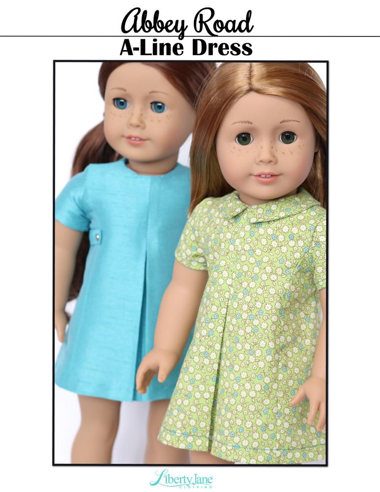 Liberty Jane 18 Inch Modern Abbey Road A-Line Dress 18” Doll Clothes Pattern Pixie Faire