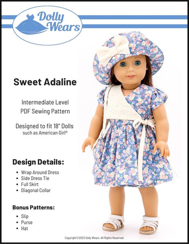 Dolly Wears 18 Inch Modern Sweet Adaline 18" Doll Clothes Pattern Pixie Faire