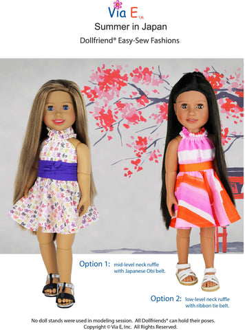 Via E 18 Inch Modern Summer In Japan Dress 18-19" Doll Clothes Pattern Pixie Faire