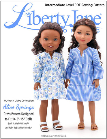 Liberty Jane Ruby Red Fashion Friends Alice Springs Dress 14.5-15” Doll Clothes Pattern Pixie Faire