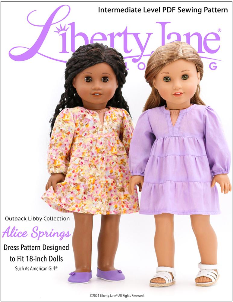 Liberty Jane 18 Inch Modern Alice Springs Dress 18” Doll Clothes Pattern Pixie Faire
