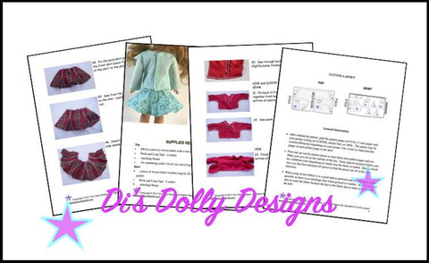 Di's Dolly Designs WellieWishers All Dolled Up 14-14.5" Doll Clothes Pattern Pixie Faire