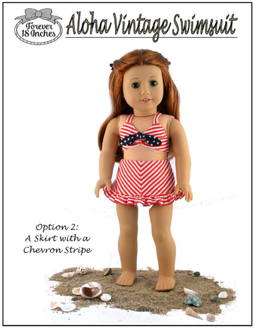 Forever 18 Inches 18 Inch Modern Aloha Vintage Swimsuit & Playsuit Skirt Bundle 18" Doll Clothes Pattern Pixie Faire