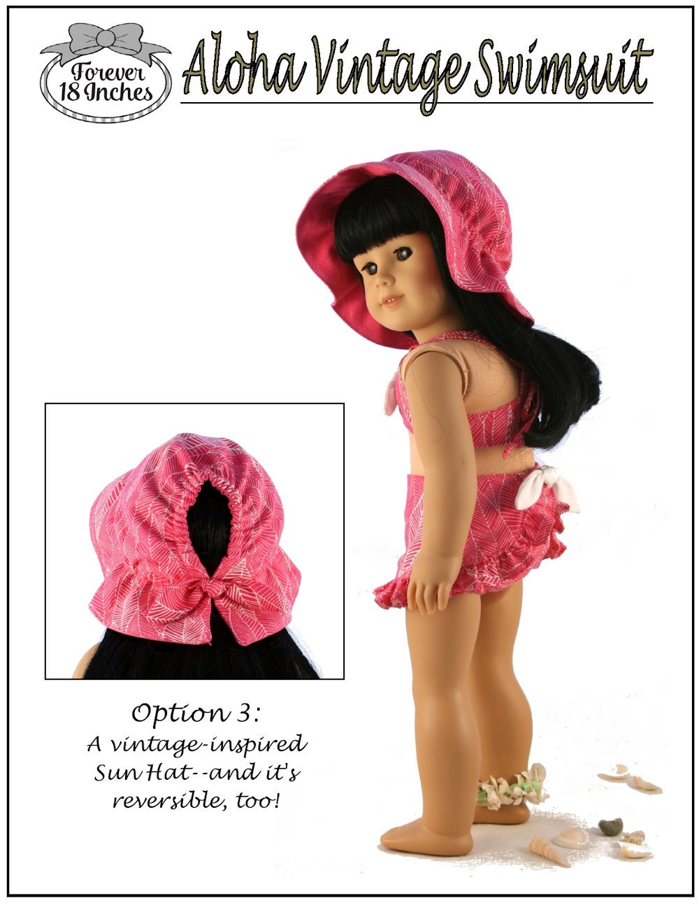 Forever 18 Inches 18 Inch Historical Aloha Vintage Swimsuit 18" Doll Clothes Pattern Pixie Faire