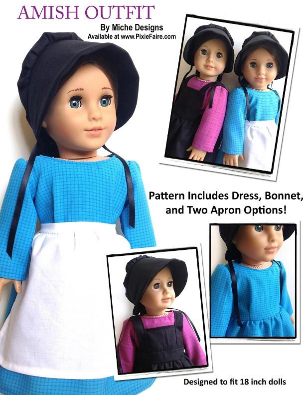 Miche Designs Amish Outfit Doll Clothes Pattern 18 inch American Girl Dolls