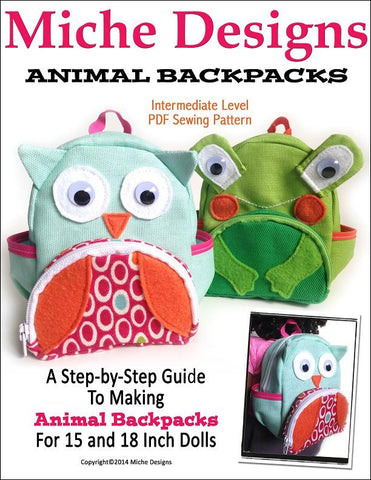 Miche Designs 18 Inch Modern Animal Backpacks 18" Doll Accessories Pixie Faire