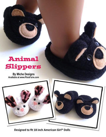 Miche Designs Shoes Animal Slippers 18" Doll Shoes Pixie Faire