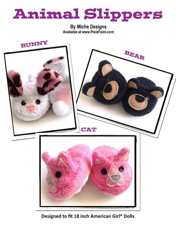 Miche Designs Shoes Animal Slippers 18" Doll Shoes Pixie Faire