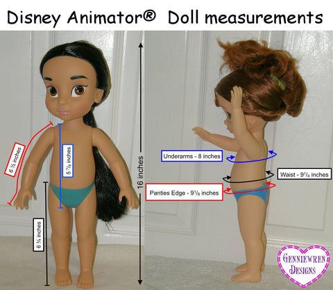 Genniewren Disney Doll Bella Blouse Pattern for Disney Animator Dolls Pixie Faire