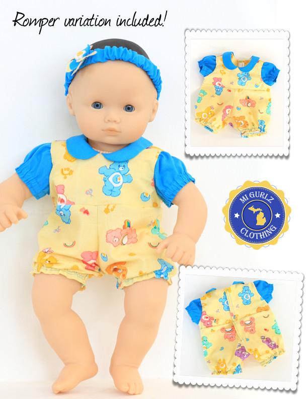 MI Gurlz Bitty Baby/Twin Ann Arbor Dress & Romper 15" Baby Doll Clothes Pixie Faire